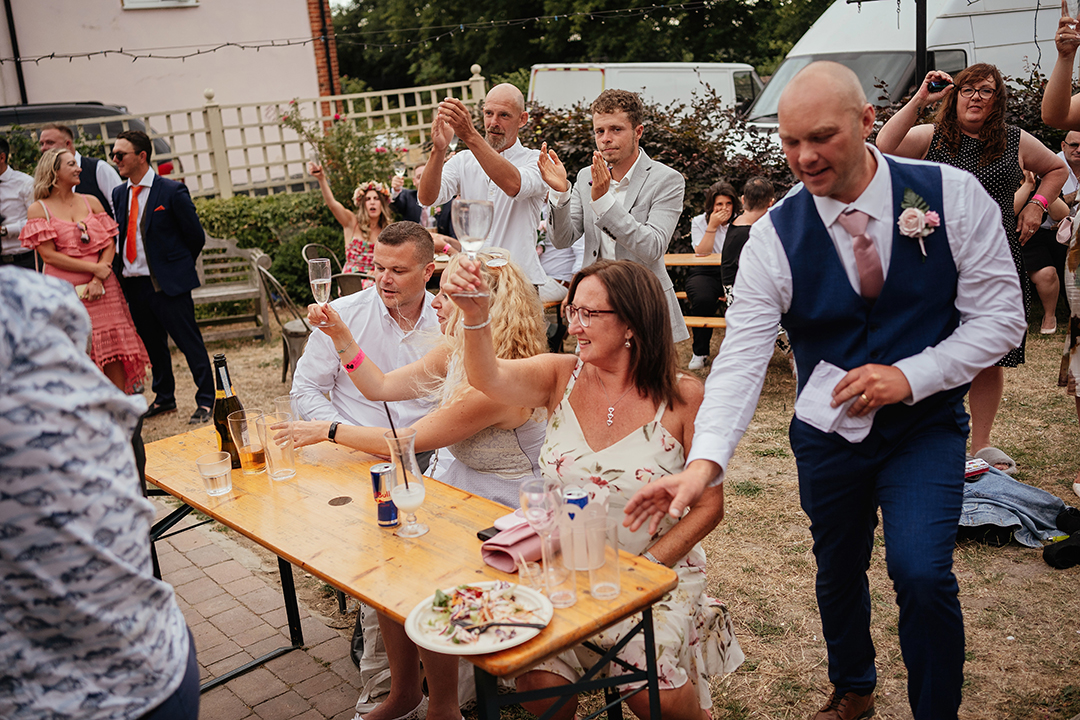 Wedding Guests Toasting Speeches Stock Street Farm Barn Wedding Photography