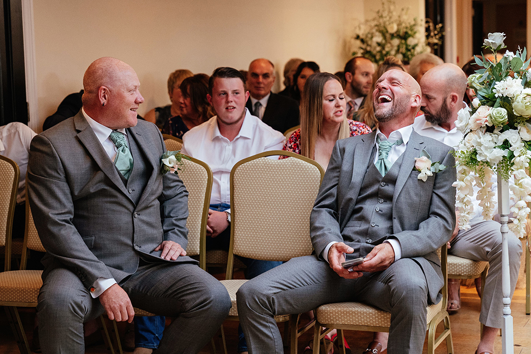 Groom and Best Man Laughing The Rayleigh Club Wedding Photography