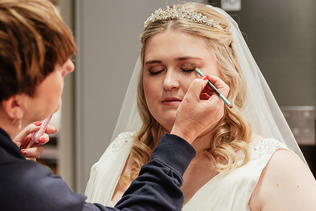 Close Up Bridal Make Up During Prep