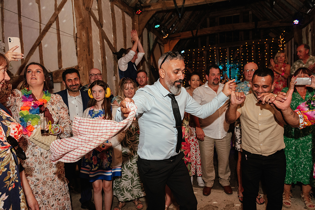 Turkish Dancing at Stock Street Farm Barn Wedding