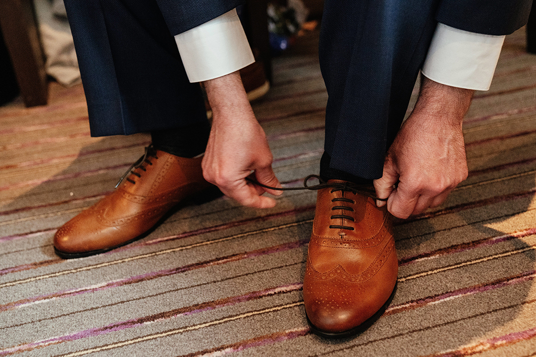 Close Up Grooms Shoes at Hertfordshire Golf & Country Club Wedding