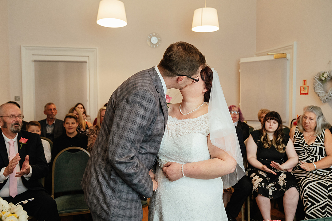 First Kiss Moot House Wedding Photography