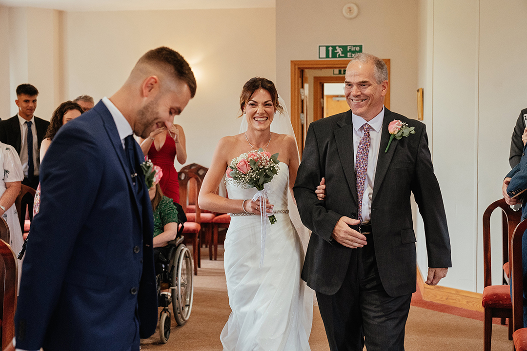 Groom Reacts to Bride St Albans Registry Office Wedding