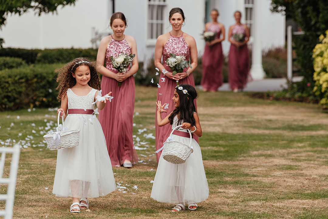 Flower Girls Walking Aisle Vaulty Manor Wedding Ceremony