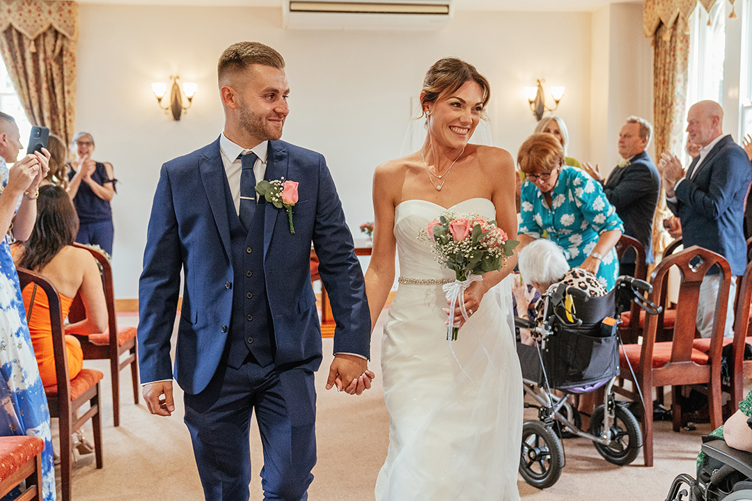 Couple Walk Back Down Aisle St Albans Registry Office Wedding Photography