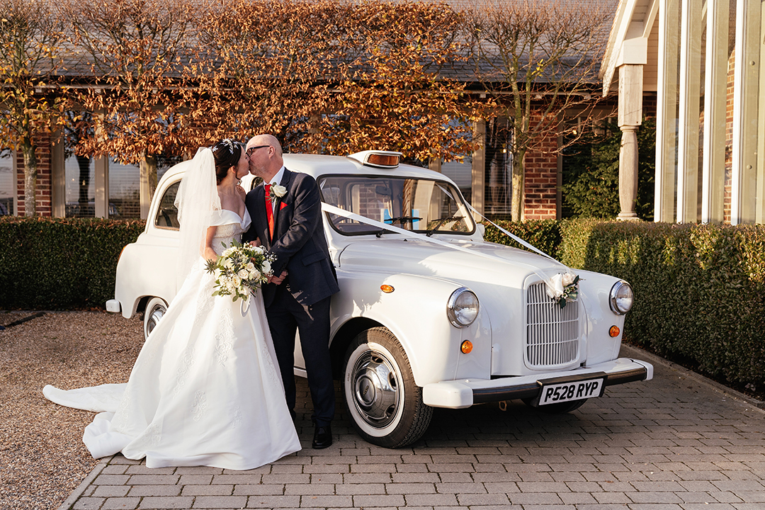 Couple with Car The Lion House Wedding Photography