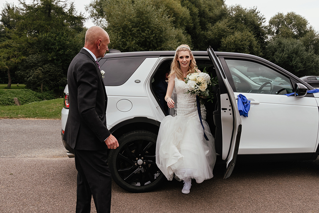 Bride Arrives at Canons Brook Golf Club Reception