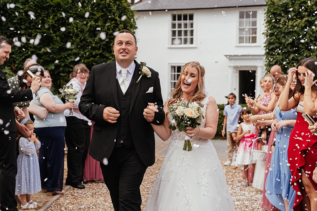 Vaulty Manor Wedding Photography Confetti Outside House