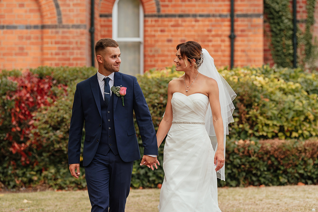 Couple Walk in Gardens St Albans Registry Office Wedding Photography