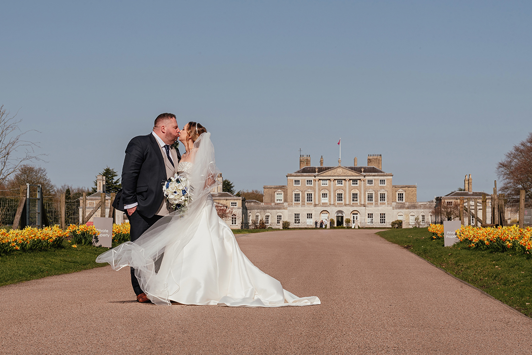 Woolverstone Hall Wedding Photography Couple On the Driveway