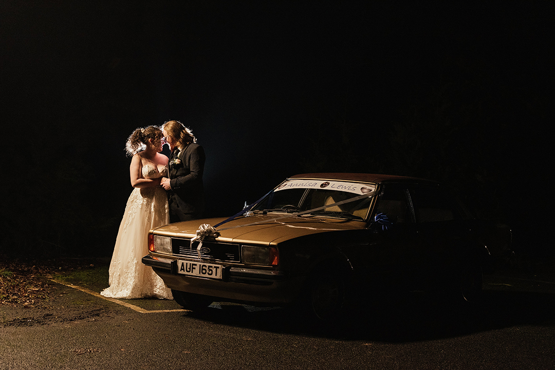 Night Car Shot Manor of Groves Wedding
