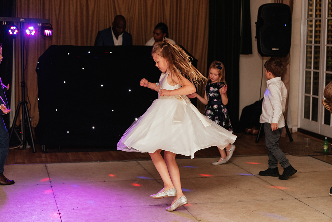 Girl Dancing Twirls Minstrel Court Wedding Photography