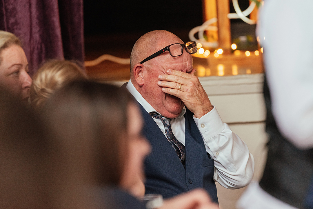 Emotional reaction to speeches from wedding guests