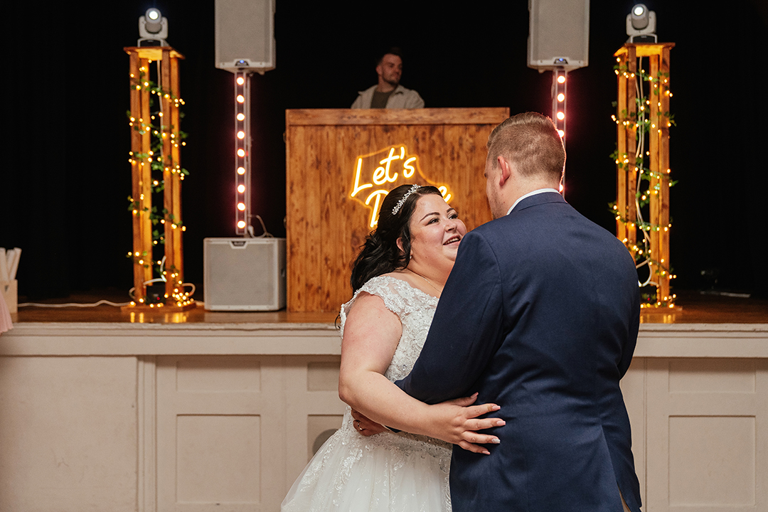 Couple Share First Dance at Sawbridgeworth Memorial Hall Wedding