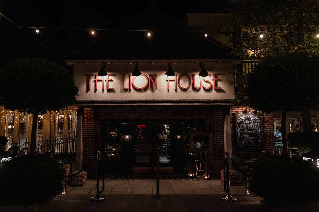 The Lion House Wedding Venue Lit Up at Night