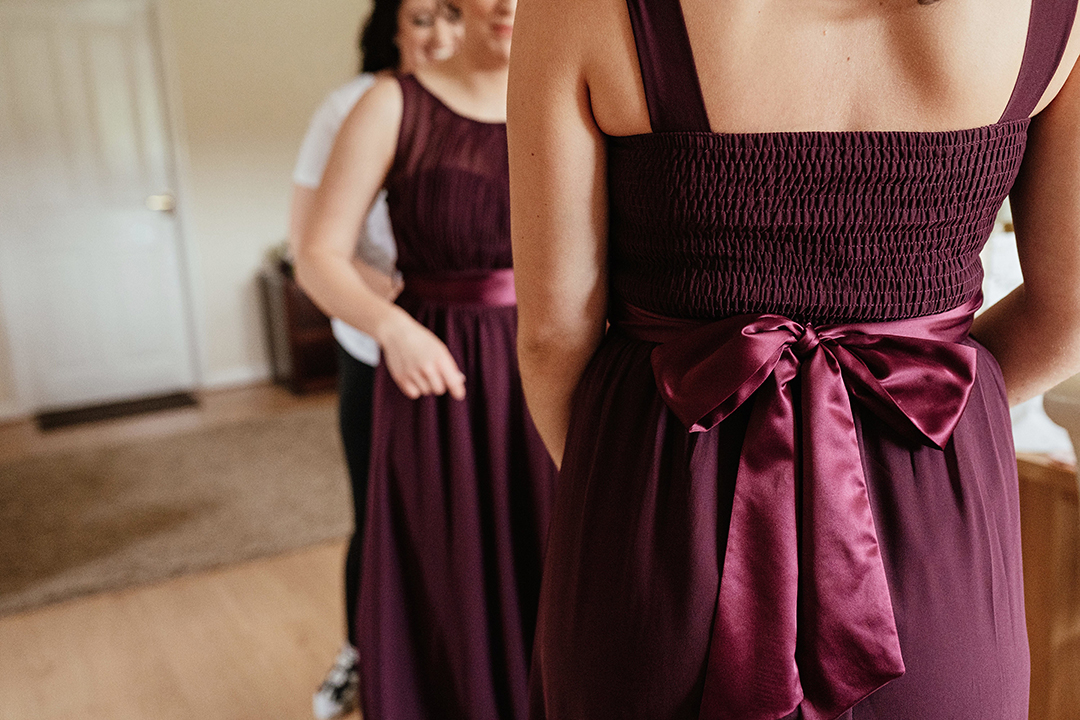 Bridesmaid Dress Detail Plum Dress with Back Bow Colville Hall