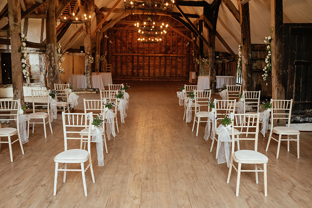 Downsized wedding ceremony chair set up