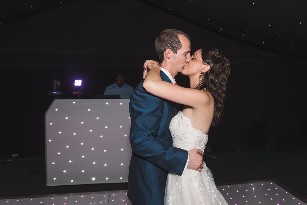 Kiss during first dance at Hunton Park