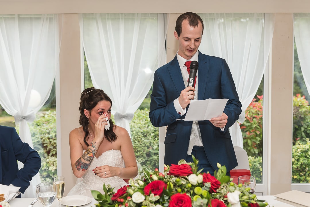 Grooms speech while bride gets emotional at Hunton Park